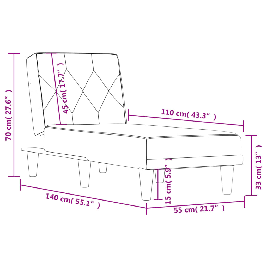 vidaXL Lounger Settee Lounge Sofa Chair Bed Seating for Living Room Velvet VidaXL