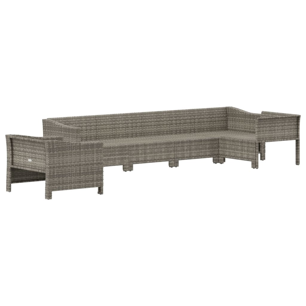 vidaXL 6 Piece Patio Lounge Set with Cushions Gray Poly Rattan VidaXL