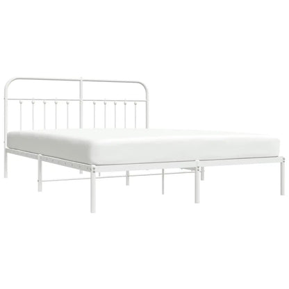vidaXL Metal Bed Frame with Headboard White 72"x83.9" California King VidaXL