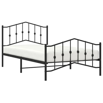 vidaXL Metal Bed Frame with Headboard and Footboard Black 39.4"x78.7" VidaXL