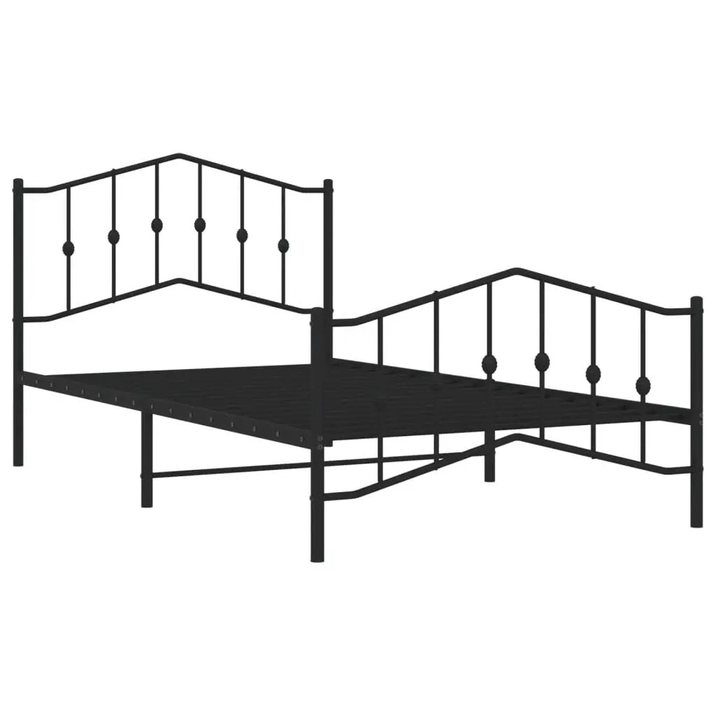 vidaXL Metal Bed Frame with Headboard and Footboard Black 39.4"x78.7" VidaXL