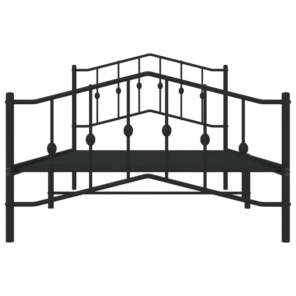 vidaXL Metal Bed Frame with Headboard and Footboard Black 39.4"x78.7" VidaXL