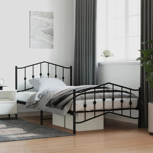 vidaXL Metal Bed Frame with Headboard and Footboard Black 39.4"x78.7" VidaXL