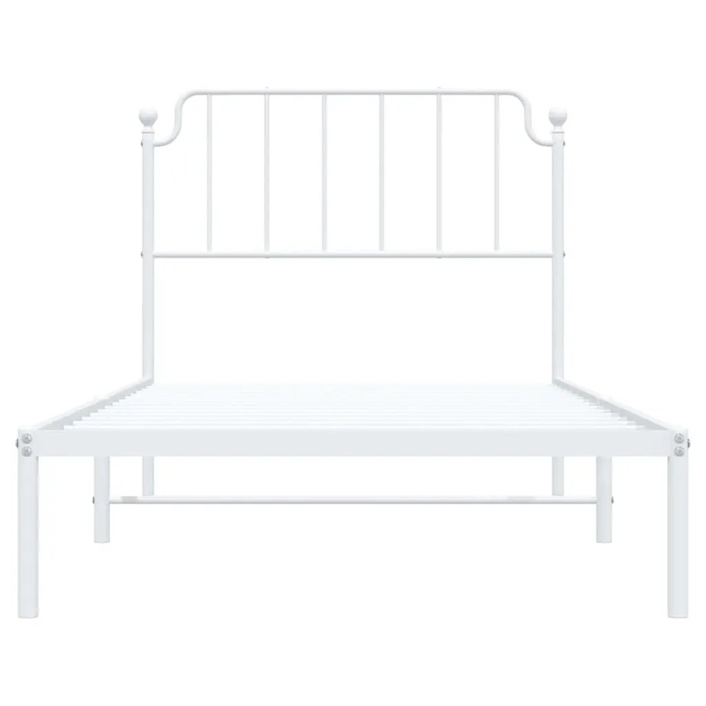 vidaXL Metal Bed Frame with Headboard White 39.4"x74.8" Twin VidaXL