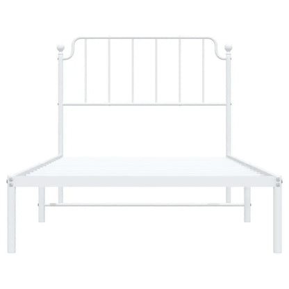 vidaXL Metal Bed Frame with Headboard White 39.4"x74.8" Twin VidaXL