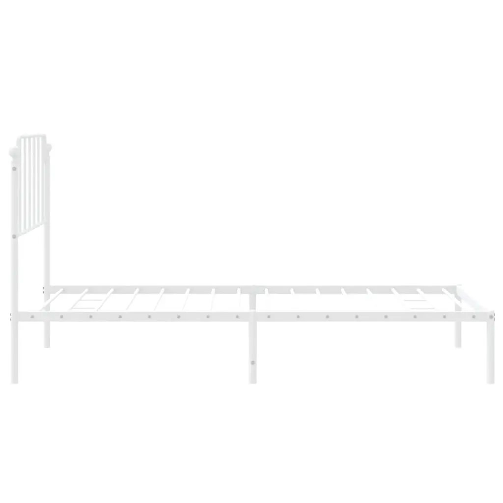 vidaXL Metal Bed Frame with Headboard White 39.4"x74.8" Twin VidaXL