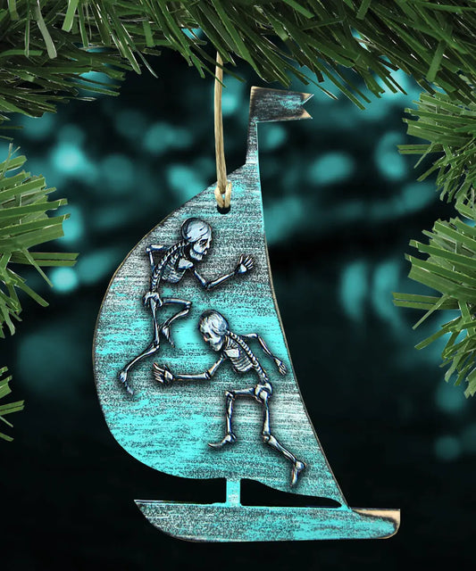 Halloween Skeletons Sailboat Wooden Ornaments - Thanksgiving Halloween Decor - 8199524-2 Designocracy