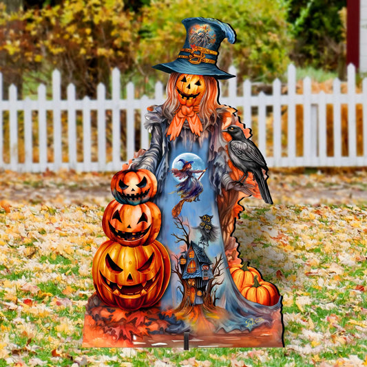Halloween Pumpkin Scarecrow Freestanding Decor - Halloween Garden Decor by G. Debrekht - Halloween Decor- 8652796F G. DeBrekht