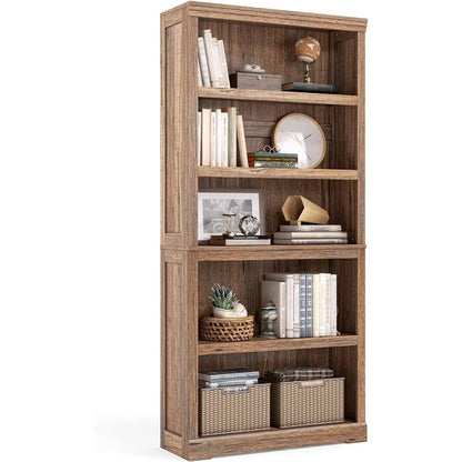 5-Shelf Bookcase, Bookshelves Floor Standing Display Storage Shelves 68 in Tall Bookcase Home Decor Furniture for Home Office, Living Room, Bed Room - Dark Brown-0