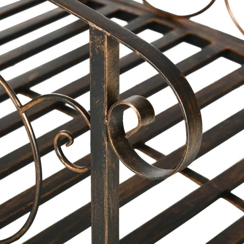 Outdoor Vintage Bronze Arch 6-ft Garden Bridge with Side-Rails FastFurnishings