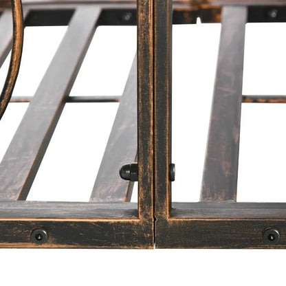 Outdoor Vintage Bronze Arch 6-ft Garden Bridge with Side-Rails FastFurnishings