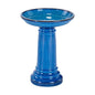2 Gallon Blue Ceramic Traditional Outdoor Patio Garden Birdbath FastFurnishings