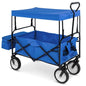 Collapsible Utility Wagon Cart Indoor/Outdoor with Canopy - Blue FastFurnishings