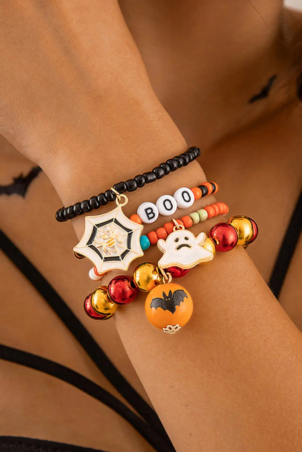 Halloween Beaded Bracelet Threaded Pear