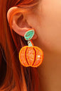 Halloween Pumpkin Earrings Threaded Pear