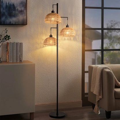 Indoor Boho Rattan Floor Lamp-3
