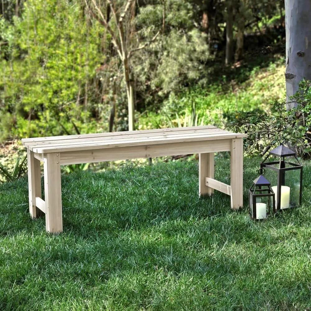 Outdoor Patio Backless Cedar Wood 4-ft. Garden Bench in Natural Finish-0