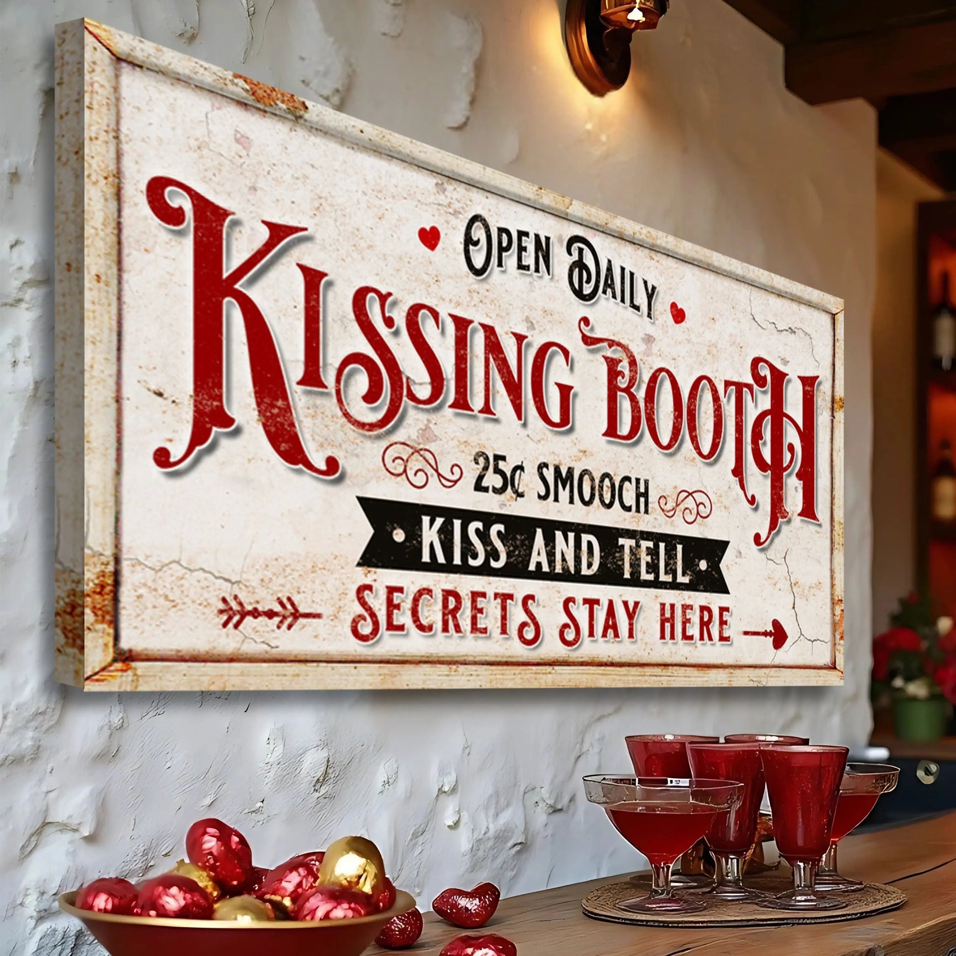 Vintage Rustic Kissing Booth Sign IV Tailored Canvases