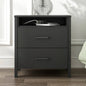 Modern 2-Drawer Nightstand Bedside Table in Black Wood Finish FastFurnishings