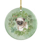 Pug Puppy Fawn Christmas Wreath Ceramic Ornament-0