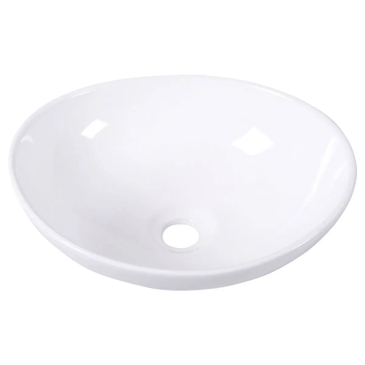 Contemporary Oval Basin Round Vessel Bathroom Sink in White FastFurnishings