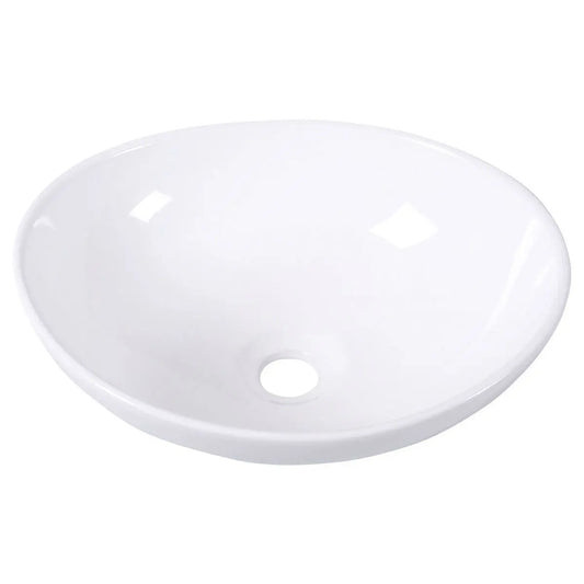 Contemporary Oval Basin Round Vessel Bathroom Sink in White FastFurnishings