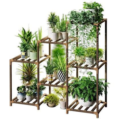 3-Tier Indoor Outdoor Wooden Plant Stand Planter Shelf FastFurnishings