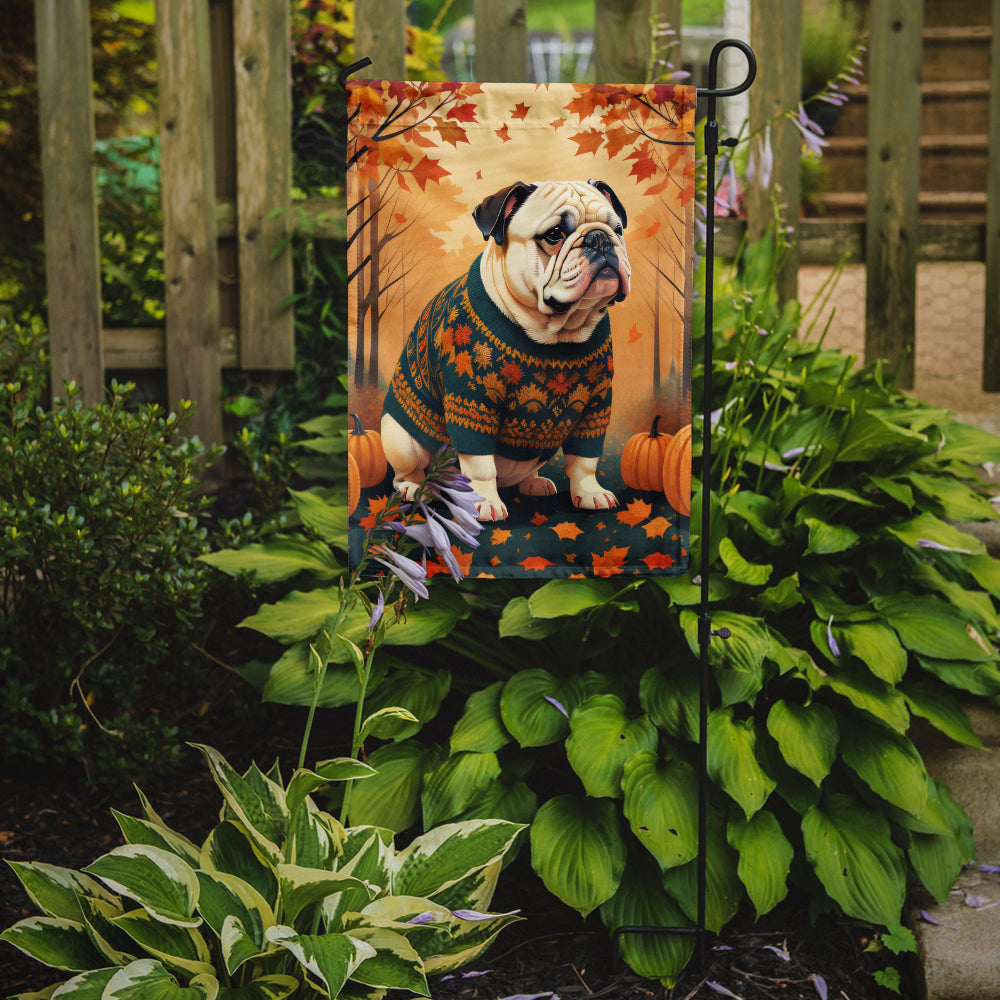 White English Bulldog Fall Garden Flag Caroline's Treasures