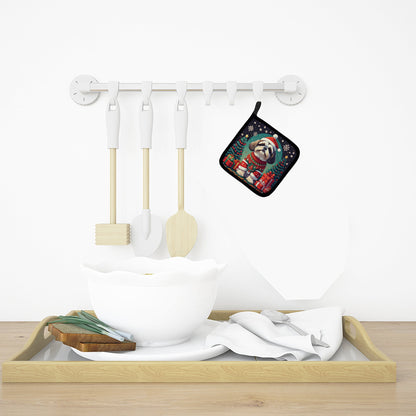 Shih Tzu Christmas Pair of Pot Holders-2