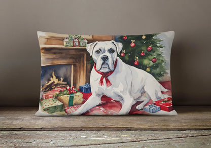 White Boxer Christmas Throw Pillow Caroline's Treasures
