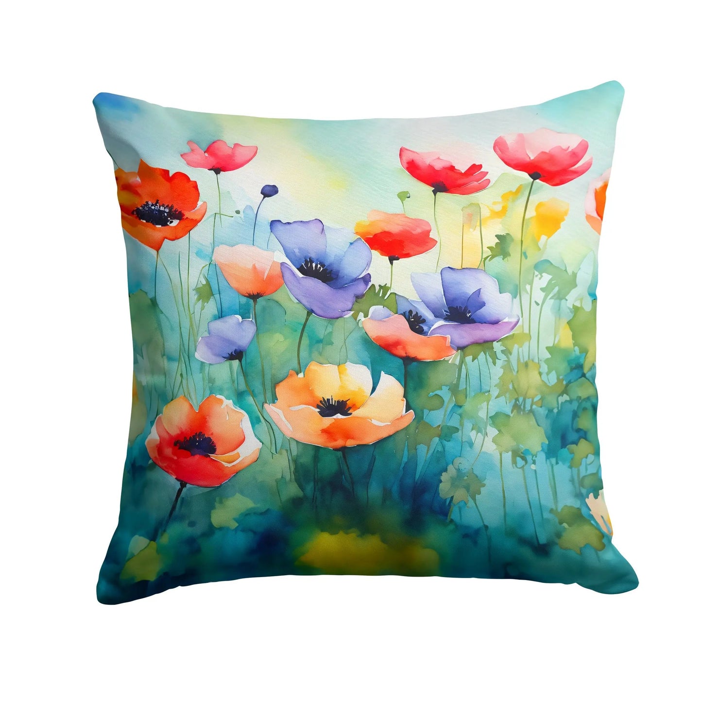 Anemones in Watercolor Throw Pillow Caroline's Treasures