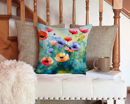 Anemones in Watercolor Throw Pillow Caroline's Treasures