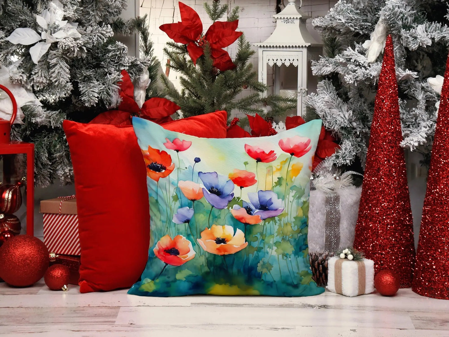 Anemones in Watercolor Throw Pillow Caroline's Treasures