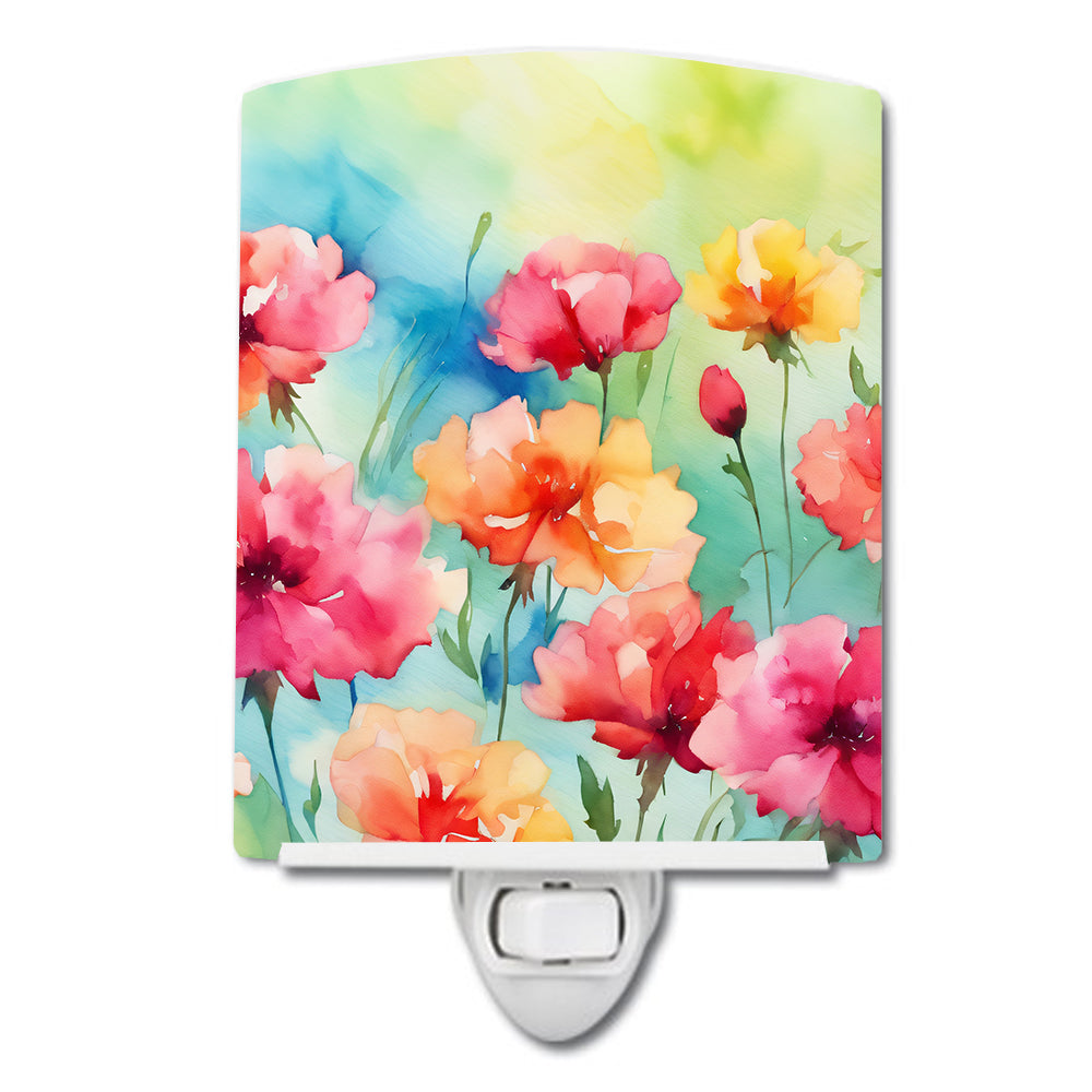 Carnations in Watercolor Ceramic Night Light Caroline's Treasures