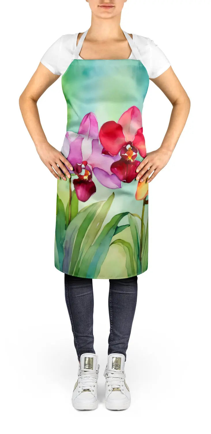 Orchids in Watercolor Apron Caroline's Treasures