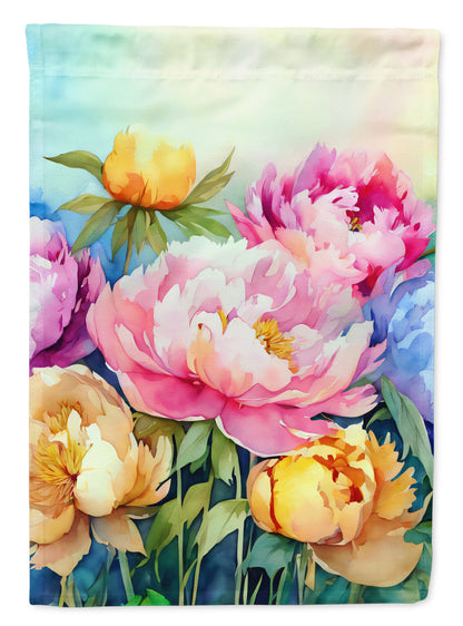 Peonies in Watercolor Garden Flag Caroline's Treasures