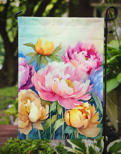 Peonies in Watercolor Garden Flag Caroline's Treasures