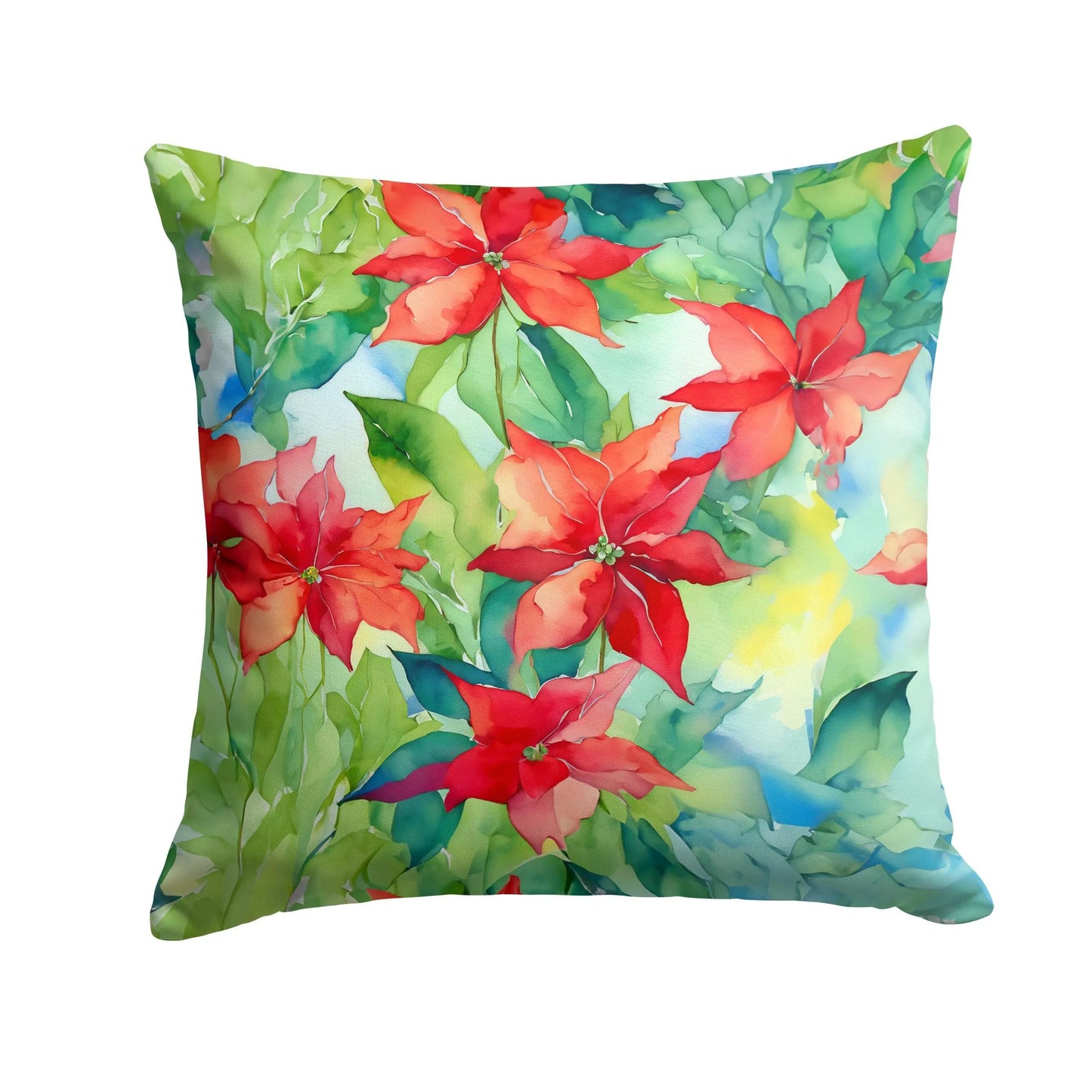 Poinsettias in Watercolor Throw Pillow Caroline's Treasures