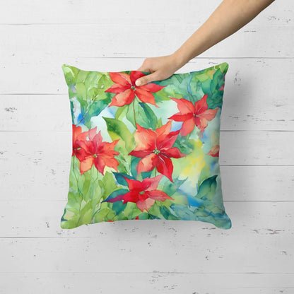 Poinsettias in Watercolor Throw Pillow Caroline's Treasures