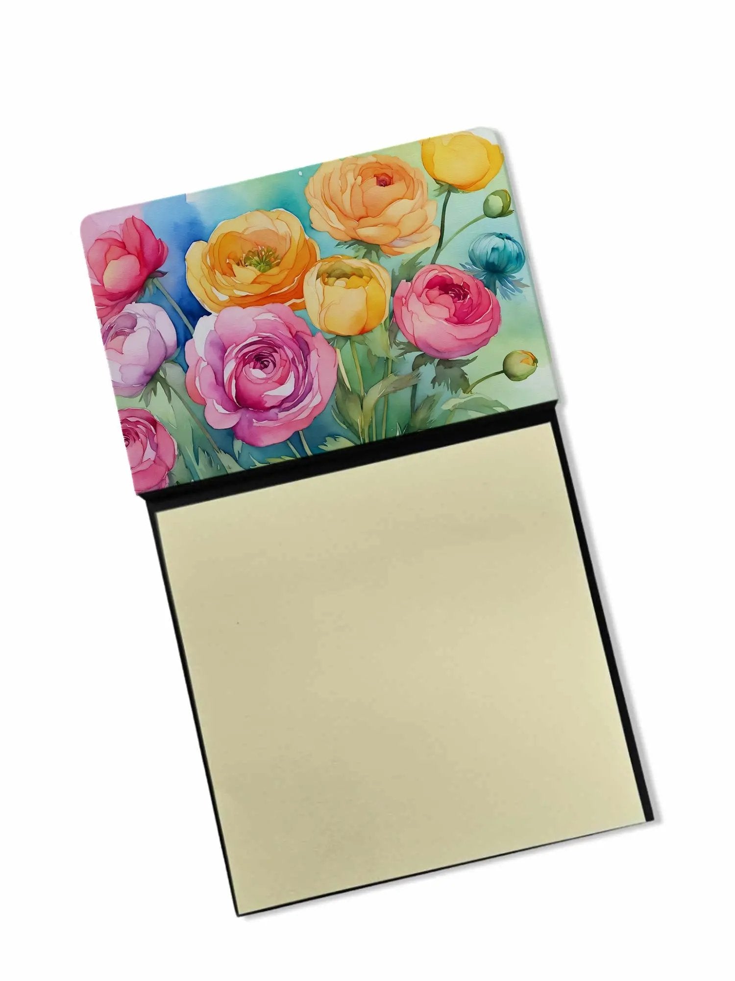 Ranunculus in Watercolor Sticky Note Holder-0