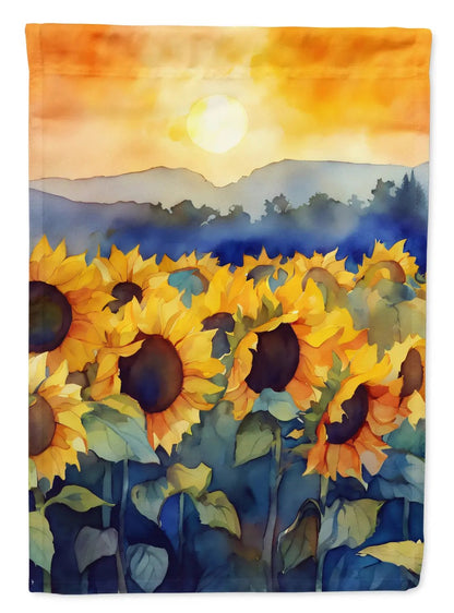 Sunflowers in Watercolor House Flag Caroline's Treasures