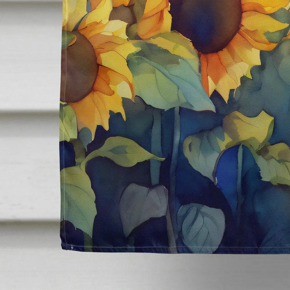 Sunflowers in Watercolor House Flag Caroline's Treasures