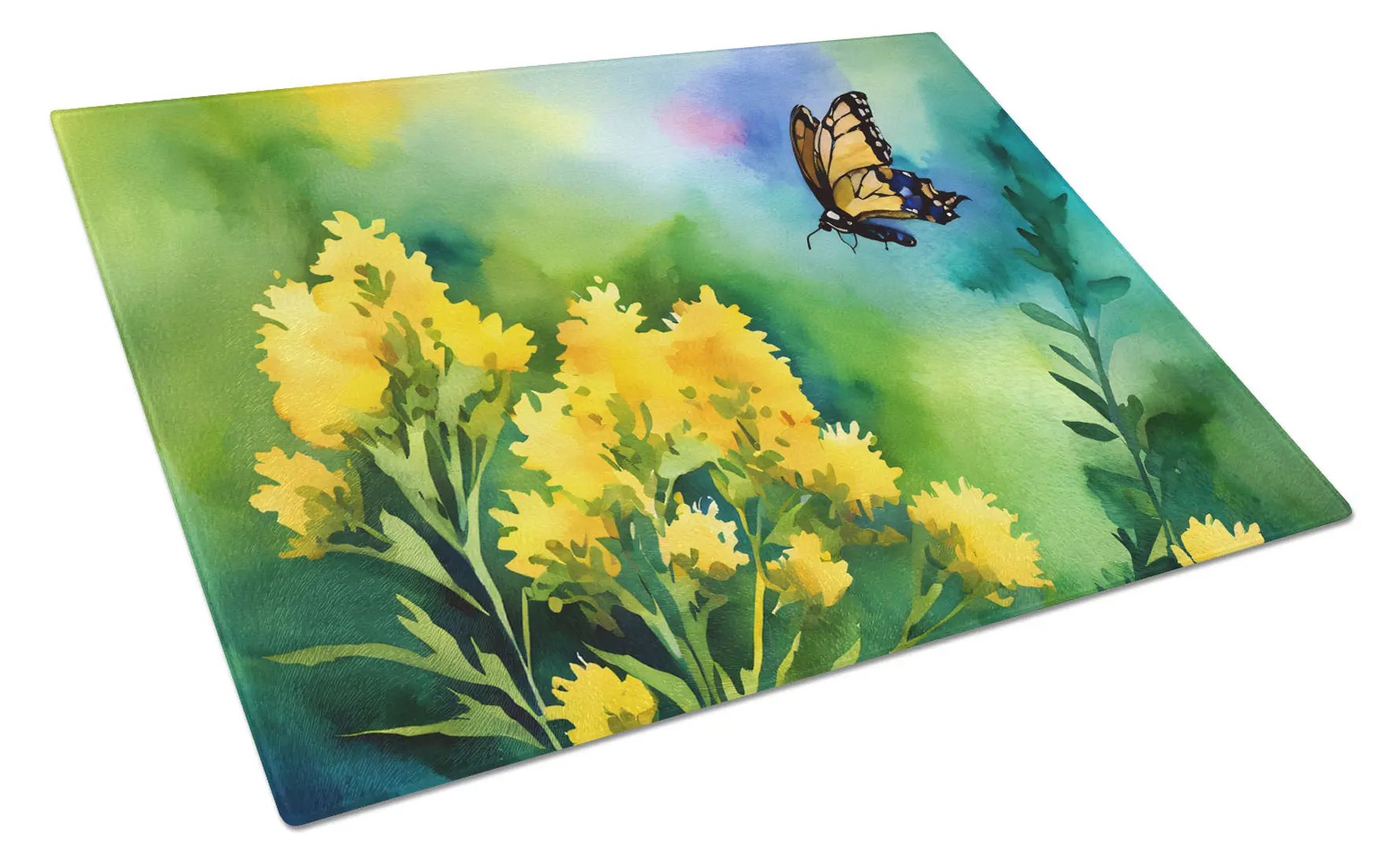 Kentucky Goldenrod in Watercolor Glass Cutting Board Caroline's Treasures