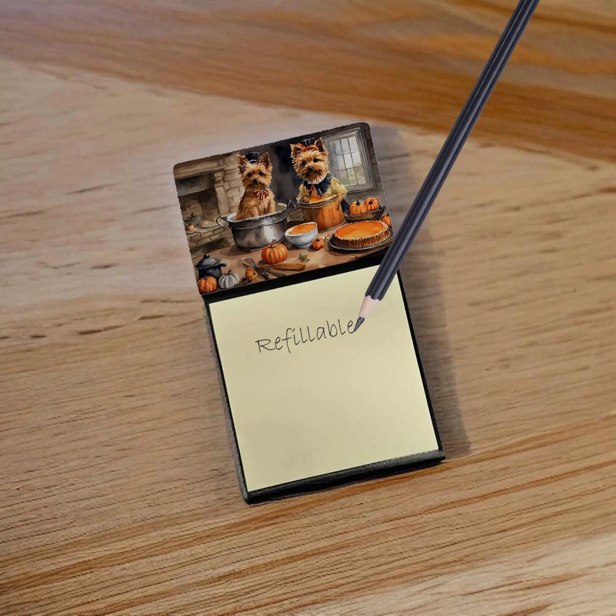 Norwich Terrier Fall Kitchen Pumpkins Sticky Note Holder-1