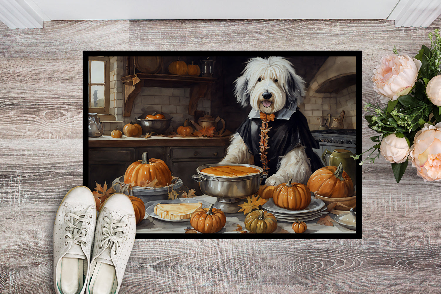 Old English Sheepdog Fall Kitchen Pumpkins Doormat Caroline's Treasures