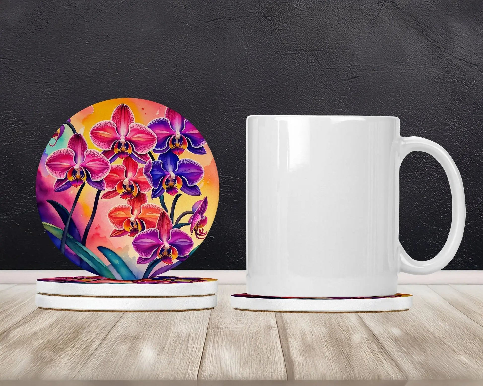 Colorful Orchids Large Sandstone Coasters Pack of 4 Caroline's Treasures