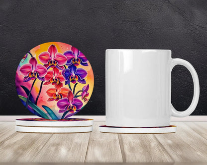 Colorful Orchids Large Sandstone Coasters Pack of 4 Caroline's Treasures