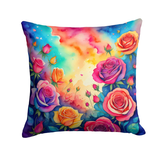 Colorful Roses Throw Pillow-0