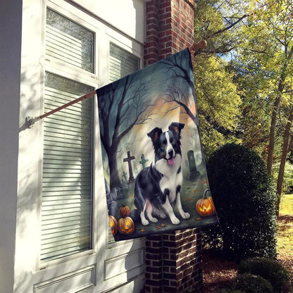 Border Collie Spooky Halloween House Flag - Vivid Treasure Zone
