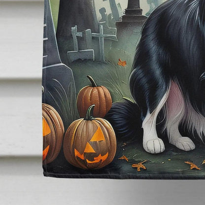 Border Collie Spooky Halloween House Flag - Vivid Treasure Zone